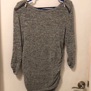 Gray maternity blouse with zippers